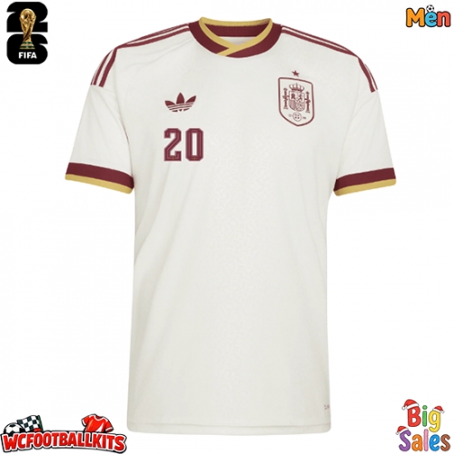 Spain Pedri Gonzalez #20 Replica Away Stadium Shirt World Cup 2026 Short Sleeve